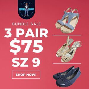 3-Pair Size 9 Shoe Bundle – \$75